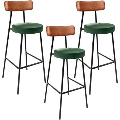 Kit 03 Banquetas Alta Bar Cozinha Sala Jantar Milão L02 Couríssimo Camel Facto Verde