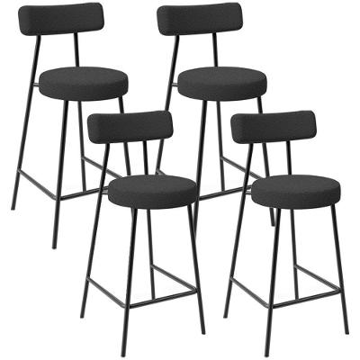 Kit 04 Banquetas Baixa Para Cozinha Sala De Jantar Bancada Milão L02 Bouclê Preto
