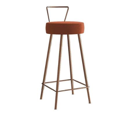 Banqueta Alta Com Encosto Tais Eiffel Cozinha Bar Bistrô Ferro Bronze Corino Laranja - Ahazzo Móveis