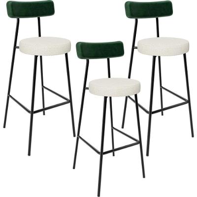 Kit 03 Banquetas Alta Bar Cozinha Sala De Jantar Milão L02 Facto Verde Linho Champagne