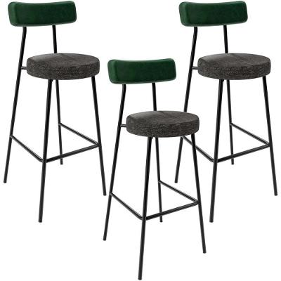 Kit 03 Banquetas Alta Bar Cozinha Sala De Jantar Milão L02 Facto Verde Linho Chumbo