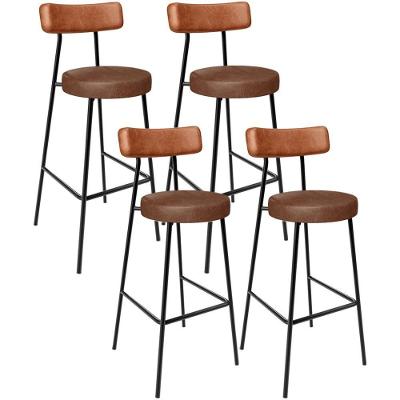 Kit 04 Banquetas Alta Bar Cozinha Sala De Jantar Milão L02 Couríssimo Camel Marrom