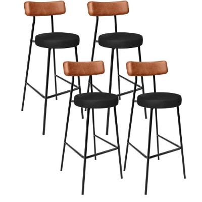 Kit 04 Banquetas Alta Bar Cozinha Sala De Jantar Milão L02 Couríssimo Camel Preto