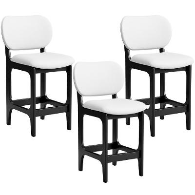 Kit 03 Banquetas Baixa Bar Cozinha E Sala De Jantar Fixa Betta L02 Preto Facto Branco