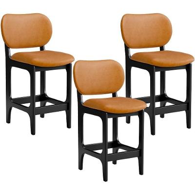 Kit 03 Banquetas Baixa Bar Cozinha E Sala De Jantar Fixa Betta L02 Preto Couríssimo Whisky
