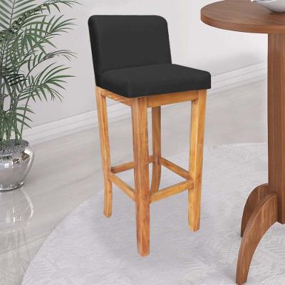 Banqueta Alta Com Encosto Aila Balcão Bistrô Corino Preto - Ahazzo Móveis