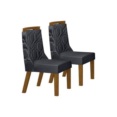 Kit 2 Cadeiras Sala De Jantar Agata Mdf Freijó,joli Chumbo