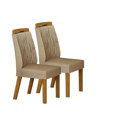 Kit 02 Cadeiras Sala De Jantar Ilheus Mdf Freijó,Chumbo