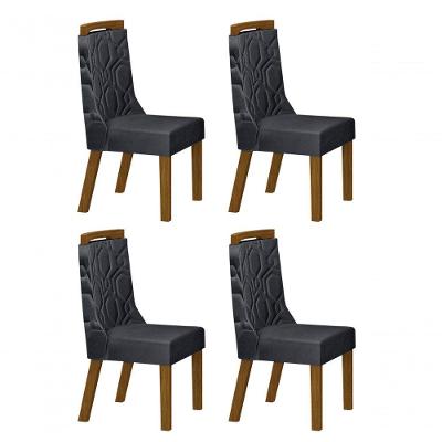 Kit 04 Cadeiras Sala De Jantar Agata Mdf Freijó,joli Chumbo