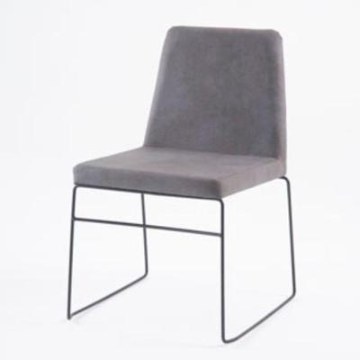 Cadeira Paris Daf Móveis Multilaminada Revestida Em Espuma Camurça Chumbo Base Aço Carbono Preto