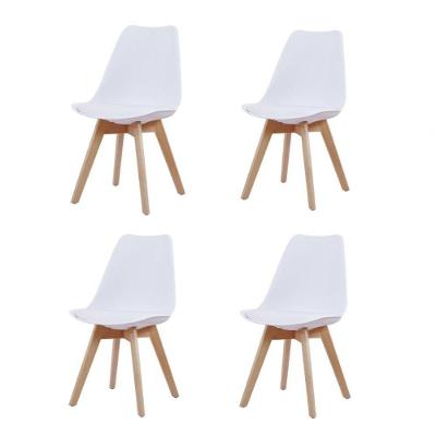 Kit 4 Cadeiras Leda Joly Rivatti Polipropileno Branco Base Madeira