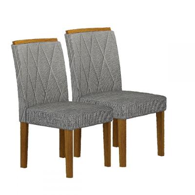 Kit 02 Cadeiras Sala De Jantar Mdf Freijó,linho Cinza