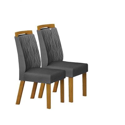 Kit 02 Cadeiras Sala De Jantar Ilheus Mdf Freijó,Chumbo