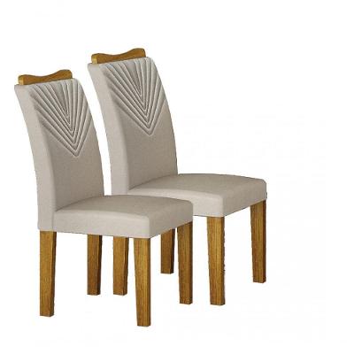 Kit 02 Cadeiras Sala De Jantar Clara Mdf Freijó,Palha