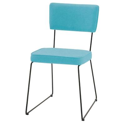 Cadeira Roma Daf Móveis Em Assento E Encosto Em Mdf C/ Espuma D28 Linho Azul Turquesa Base Aço Preto
