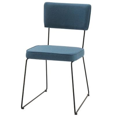Cadeira Roma Daf Móveis Em Assento E Encosto Em Mdf Com Espuma D28 Linho Azul Jeans Base Aço Preto