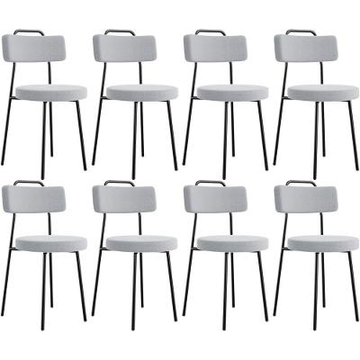 Kit 08 Cadeiras Decorativas Estofada Para Sala De Jantar Barcelona L02 Bouclê Cinza - Lyam Decor