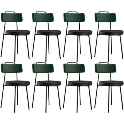 Kit 08 Cadeiras Estofada Para Sala Jantar Barcelona L02 Facto Verde Musgo Couríssimo Preto - Lyam