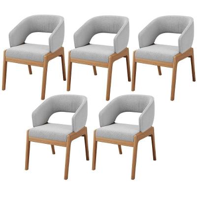 Kit 05 Cadeiras De Jantar E Estar Living Estofada Lince L02 Bouclê Cinza - Lyam Decor