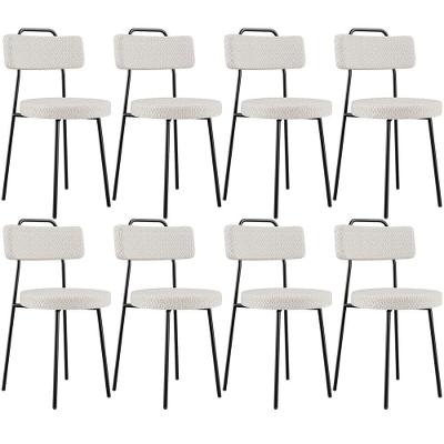 Kit 08 Cadeiras Decorativas Estofada Para Sala De Jantar Barcelona L02 Bouclê Cru - Lyam Decor
