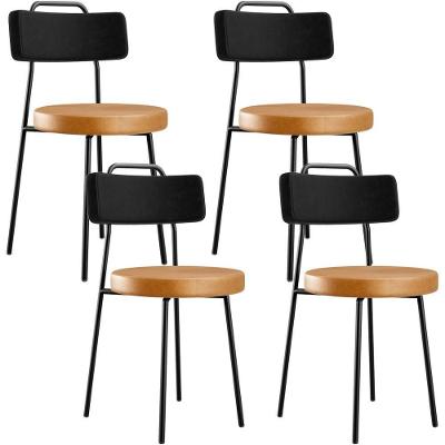 Kit 04 Cadeiras Decorativas Estofada Para Sala Jantar Barcelona L02 Couríssimo Preto Whisky - Lyam