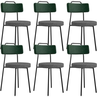 Kit 06 Cadeiras Estofada Sala De Jantar Barcelona L02 Facto Verde Musgo Linho Cinza Escuro - Lyam