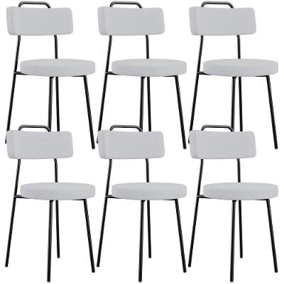 Kit 06 Cadeiras Decorativas Estofada Para Sala De Jantar Barcelona L02 Linho Cinza - Lyam Decor