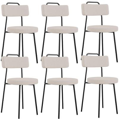 Kit 06 Cadeiras Decorativas Estofada Para Sala De Jantar Barcelona L02 Linho Bege - Lyam Decor