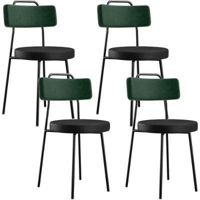 Kit 04 Cadeiras Estofada Para Sala Jantar Barcelona L02 Facto Verde Musgo Couríssimo Preto - Lyam