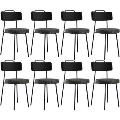 Kit 08 Cadeiras Decorativa Estofada Sala Jantar Barcelona L02 Couríssimo Preto Linho Chumbo - Lyam