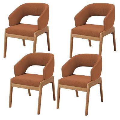 Kit 04 Cadeiras De Jantar E Estar Living Estofada Lince L02 Bouclê Terracota - Lyam Decor