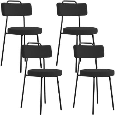 Kit 04 Cadeiras Decorativas Estofada Para Sala De Jantar Barcelona L02 Bouclê Preto - Lyam Decor