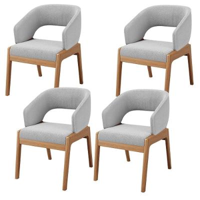 Kit 04 Cadeiras De Jantar E Estar Living Estofada Lince L02 Bouclê Cinza - Lyam Decor