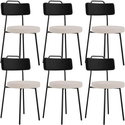 Kit 06 Cadeiras Decorativa Estofada Sala De Jantar Barcelona L02 Couríssimo Preto Linho Bege - Lyam