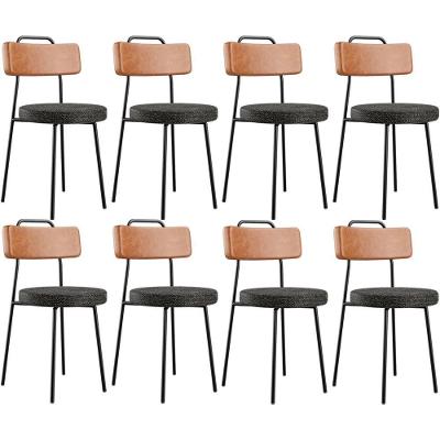 Kit 08 Cadeiras Decorativas Estofada Sala De Jantar Barcelona L02 Couríssimo Camel Linho Chumbo