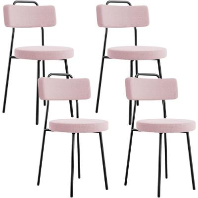 Kit 04 Cadeiras Decorativas Estofada Para Sala De Jantar Barcelona L02 Bouclê Rosê - Lyam Decor