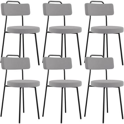 Kit 06 Cadeiras Decorativas Estofada Para Sala De Jantar Barcelona L02 Suede Cinza - Lyam Decor