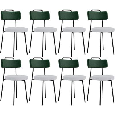 Kit 08 Cadeiras Decorativa Estofada Sala Jantar Barcelona L02 Facto Verde Musgo Linho Cinza - Lyam