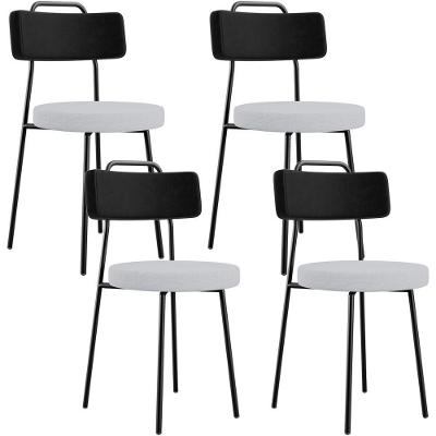 Kit 04 Cadeiras Decorativa Estofada Sala Jantar Barcelona L02 Couríssimo Preto Linho Cinza - Lyam