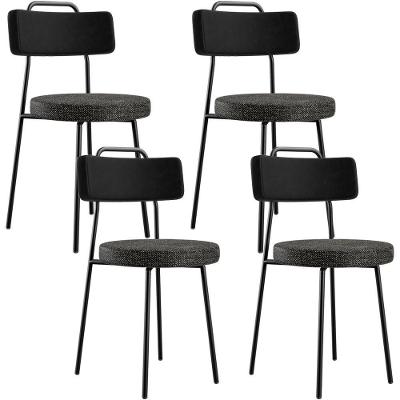 Kit 04 Cadeiras Decorativa Estofada Sala Jantar Barcelona L02 Couríssimo Preto Linho Chumbo - Lyam