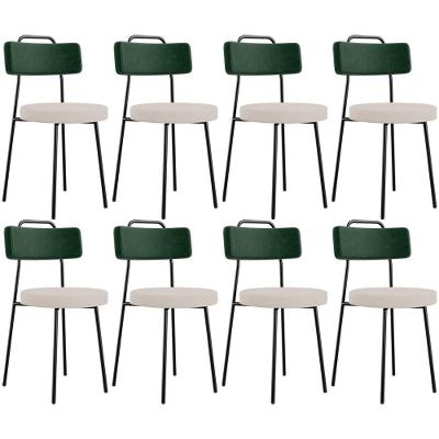 Kit 08 Cadeiras Decorativa Estofada Sala Jantar Barcelona L02 Facto Verde Musgo Linho Bege - Lyam