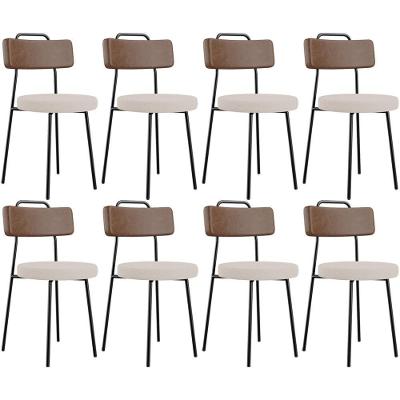 Kit 08 Cadeiras Decorativas Estofada Sala Jantar Barcelona L02 Couríssimo Marrom Linho Bege - Lyam