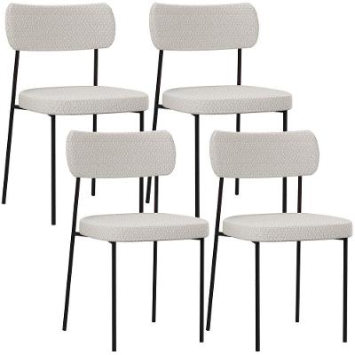 Kit 04 Cadeiras Decorativa Para Sala De Jantar Melina L02 Bouclê Cru - Lyam Decor