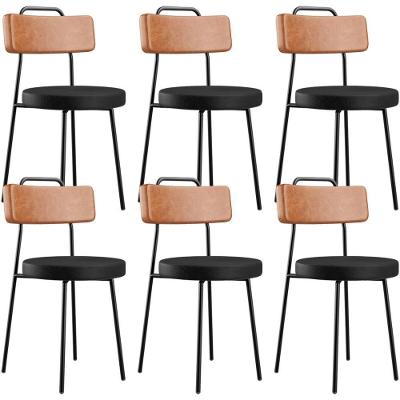 Kit 06 Cadeiras Decorativas Estofada Para Sala Jantar Barcelona L02 Couríssimo Camel Preto - Lyam