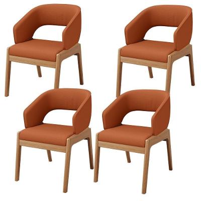 Kit 04 Cadeiras De Jantar E Estar Living Estofada Lince L02 Tecido Terracota - Lyam Decor