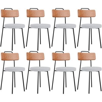 Kit 08 Cadeiras Decorativas Estofada Sala Jantar Barcelona L02 Couríssimo Camel Linho Cinza - Lyam