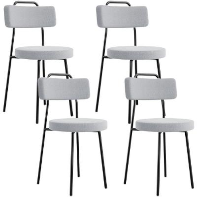 Kit 04 Cadeiras Decorativas Estofada Para Sala De Jantar Barcelona L02 Bouclê Cinza - Lyam Decor