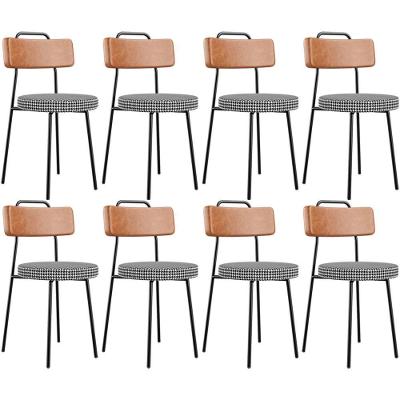 Kit 08 Cadeiras Decorativas Estofada Sala Jantar Barcelona L02 Couríssimo Camel Pied Poule - Lyam