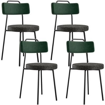 Kit 04 Cadeiras Decorativa Estofada Sala Jantar Barcelona L02 Facto Verde Musgo Linho Chumbo - Lyam