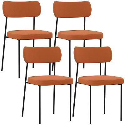 Kit 04 Cadeiras Decorativa Para Sala De Jantar Melina L02 Tecido Terracota - Lyam Decor